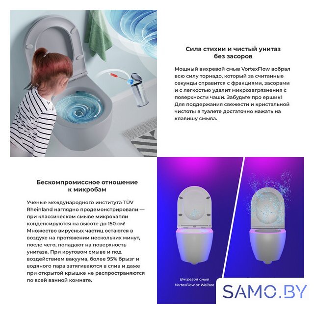 Унитаз подвесной Wellsee Chalice Perfection RimFree 182610001 (чаша, пневмокрышка, матовый серый) - Изображение №4 — Интернет-магазин samo.by