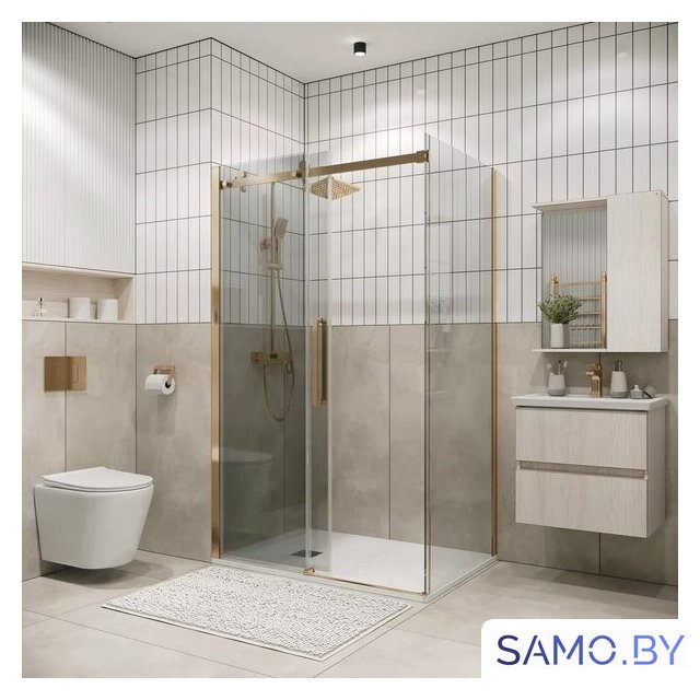 Душевой уголок Grossman Classic 100x80x195 120.K33.04.1180.32.00 (золото сатин/прозрачное стекло) - Изображение №9 — Интернет-магазин samo.by