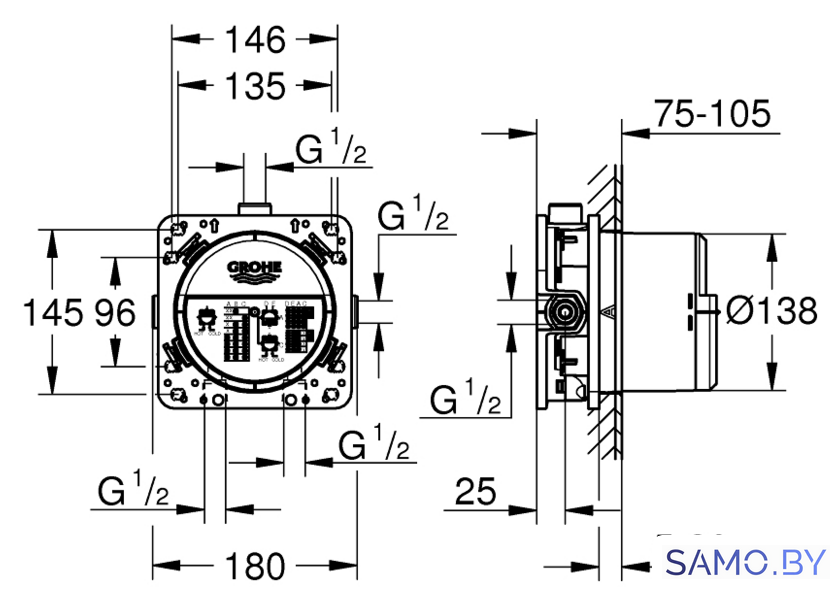 Монтажная коробка Grohe Rapido SmartBox 35600000 - Изображение №2 — Интернет-магазин samo.by