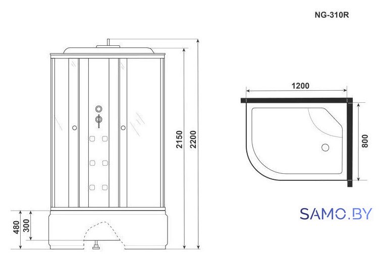 Душевая кабина Niagara NG-310-01R 120x80x220 - Изображение №10 — Интернет-магазин samo.by