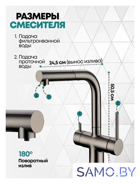 Смеситель Grocenberg GB4097 (графит) - Изображение №4 — Интернет-магазин samo.by