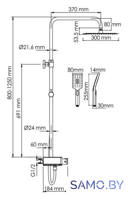 Душевая система  Wasserkraft A113.118.126.CH Thermo - Изображение №3 — Интернет-магазин samo.by