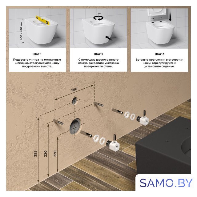Унитаз подвесной Wellsee Chalice Perfection RimFree 182609001 (чаша, пневмокрышка, матовый черный) - Изображение №8 — Интернет-магазин samo.by