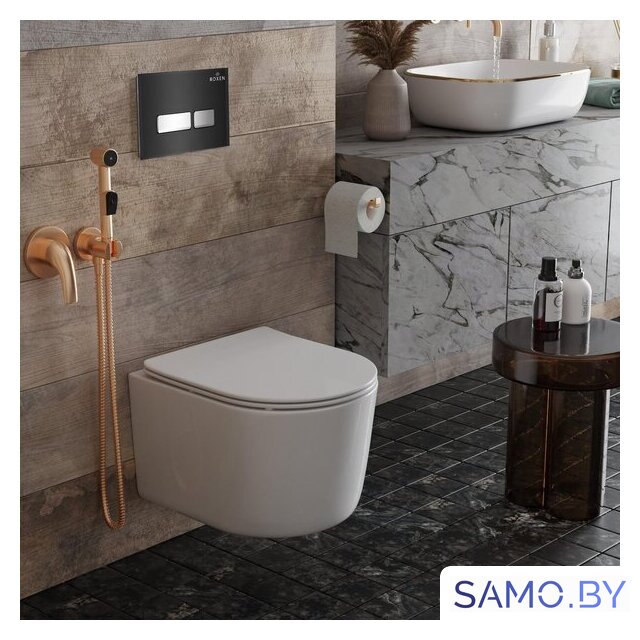 Унитаз подвесной Roxen Simple Compact в комплекте с инсталляцией StounFix Dual Fresh 6 в 1 965318 (кнопка: черное стекло) - Изображение №12 — Интернет-магазин samo.by