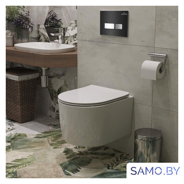 Унитаз подвесной Roxen Simple Compact в комплекте с инсталляцией StounFix Dual Fresh 6 в 1 965318 (кнопка: черное стекло) - Изображение №10 — Интернет-магазин samo.by