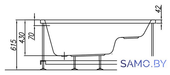 Ванна Kolpa-San Tamia 140x70/S - Изображение №2 — Интернет-магазин samo.by