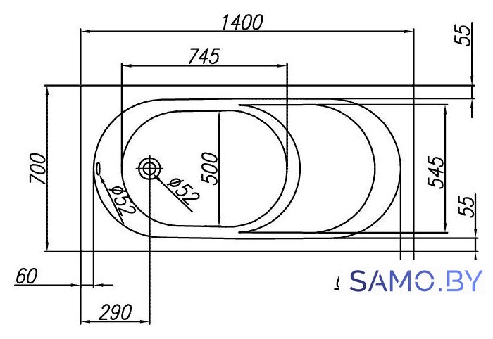 Ванна Kolpa-San Tamia 140x70/S - Изображение №3 — Интернет-магазин samo.by