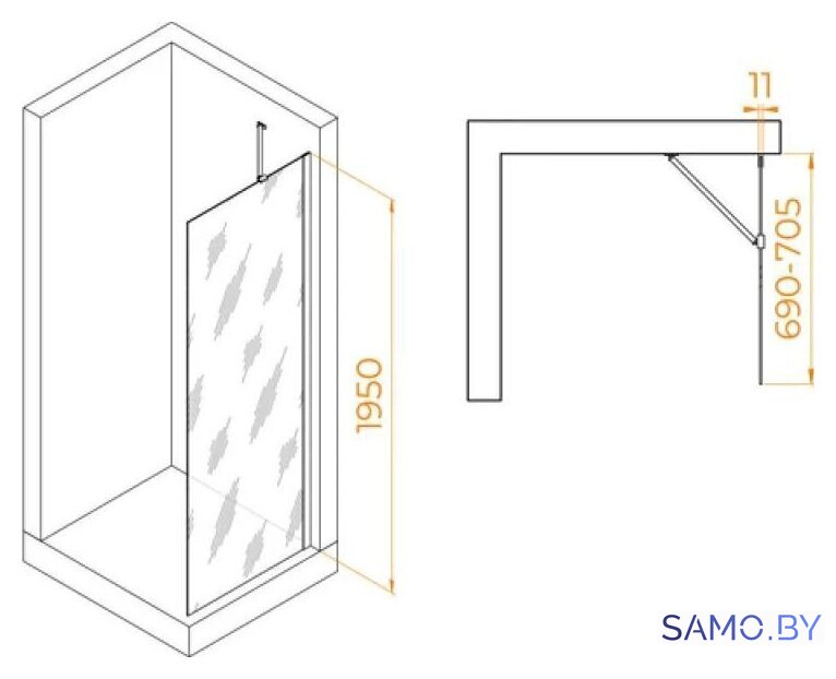 Душевая стенка RGW WA-110 351011007-31 - Изображение №2 — Интернет-магазин samo.by