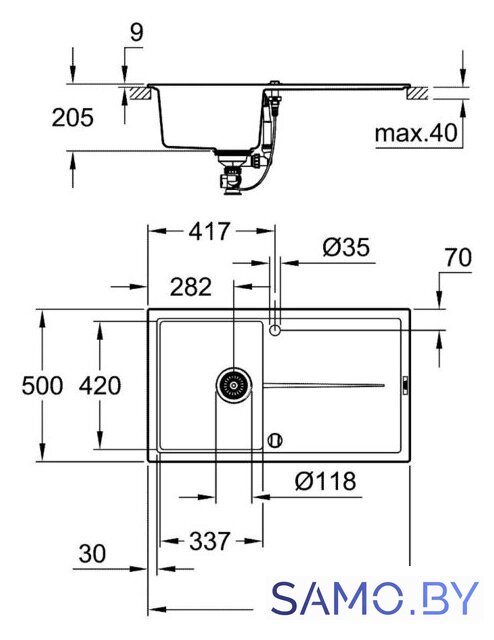 Кухонная мойка Grohe K400 50-C 86/50 1.0 31640AT0 (серый гранит) - Изображение №3 — Интернет-магазин samo.by