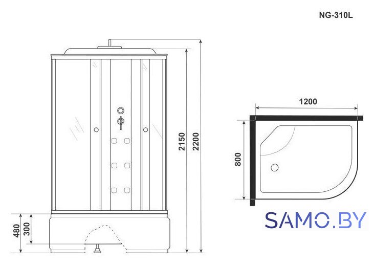 Душевая кабина Niagara NG-310-01L 120x80x220 - Изображение №10 — Интернет-магазин samo.by