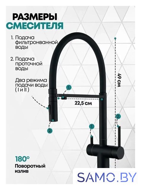 Смеситель Grocenberg GB4096 (черный матовый) - Изображение №4 — Интернет-магазин samo.by