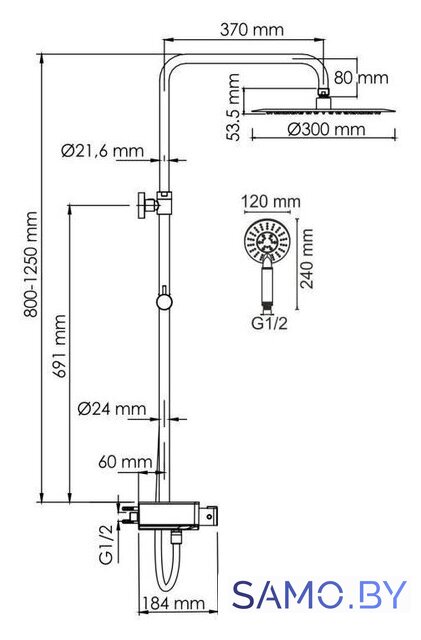 Душевая система  Wasserkraft A113.116.058.CH Thermo - Изображение №3 — Интернет-магазин samo.by