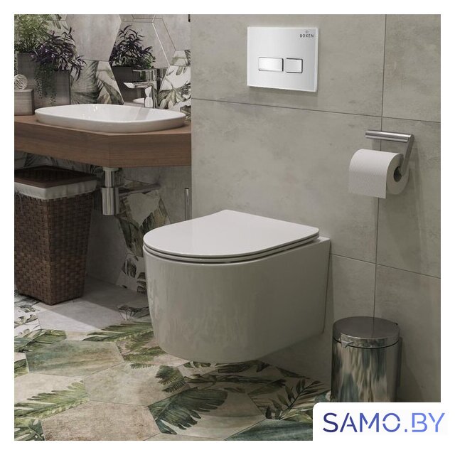 Унитаз подвесной Roxen Simple Compact в комплекте с инсталляцией StounFix Dual Fresh 6 в 1 964407 (кнопка: белое стекло) - Изображение №10 — Интернет-магазин samo.by