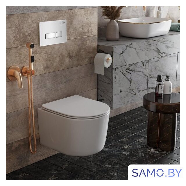 Унитаз подвесной Roxen Simple Compact в комплекте с инсталляцией StounFix Dual Fresh 6 в 1 964407 (кнопка: белое стекло) - Изображение №17 — Интернет-магазин samo.by