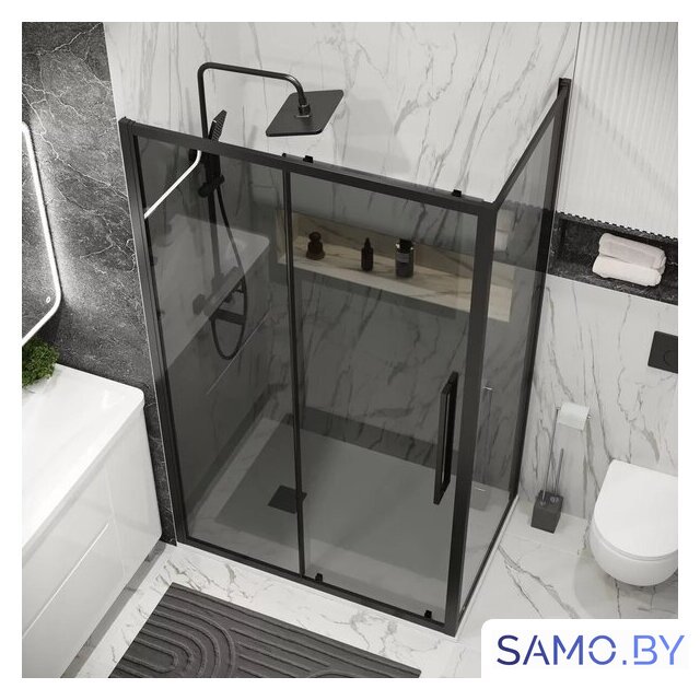 Душевая стенка Grossman Cosmo 90x195 200.K33.02.90.21.10 (черный матовый/стекло тонированное) - Изображение №6 — Интернет-магазин samo.by