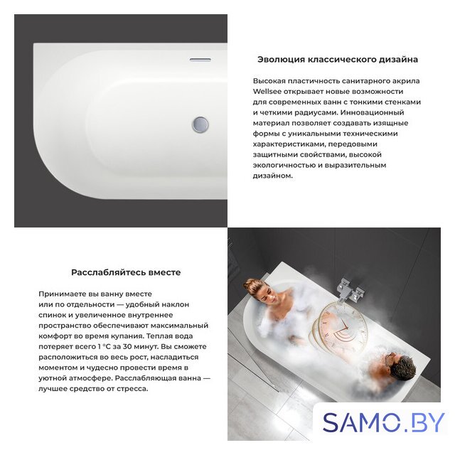 Ванна Wellsee Belle Spa 3.0 170x80 235901003 (пристенная ванна белый глянец, экран, ножки, сифон-автомат матовый черный) - Изображение №5 — Интернет-магазин samo.by