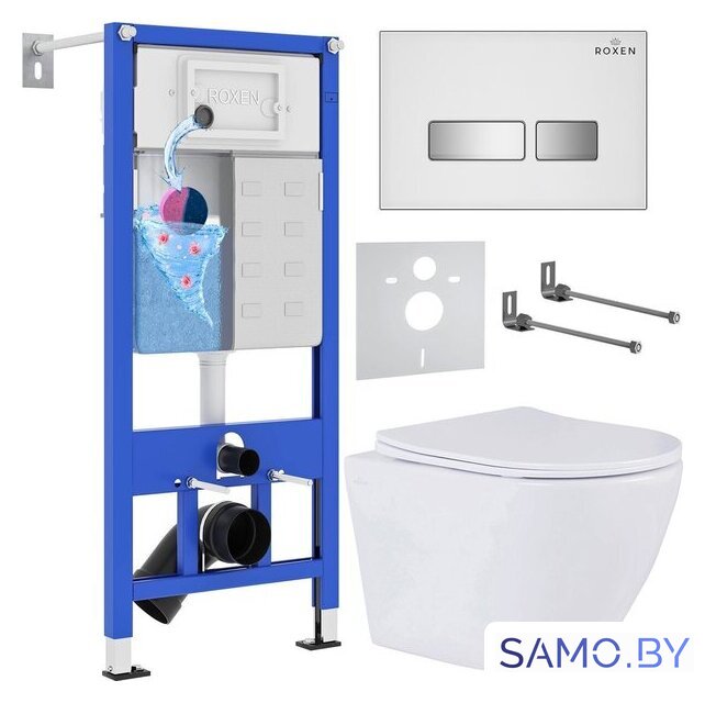 Унитаз подвесной Roxen Antares One Rimless 6 в 1 StounFix Dual Fresh 633220 (белое стекло) - Изображение №2 — Интернет-магазин samo.by