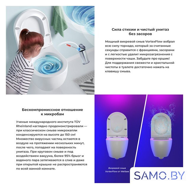 Унитаз подвесной Wellsee Chalice Perfection RimFree 182607001 (чаша, пневмокрышка, глянцевый белый) - Изображение №4 — Интернет-магазин samo.by