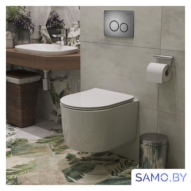Унитаз подвесной Roxen Simple Compact в комплекте с инсталляцией StounFix Dual Fresh 6 в 1 963592 (кнопка: оружейная сталь) - Изображение №10 — Интернет-магазин samo.by