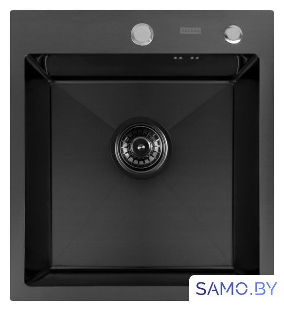 Кухонная мойка ARFEKA ECO AR 450*500 BLACK PVD NANO DECOR MILLET GRAINS - Изображение №2 — Интернет-магазин samo.by