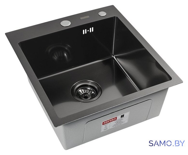 Кухонная мойка ARFEKA ECO AR 450*500 BLACK PVD NANO DECOR MILLET GRAINS - Изображение №1 — Интернет-магазин samo.by