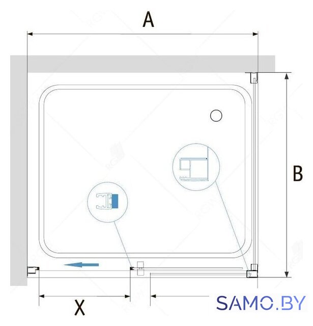 Душевой уголок RGW PA-76-1B (PA-016B + Z-060-2B) 350876148-14 140x80 (черный/прозрачное стекло) - Изображение №2 — Интернет-магазин samo.by
