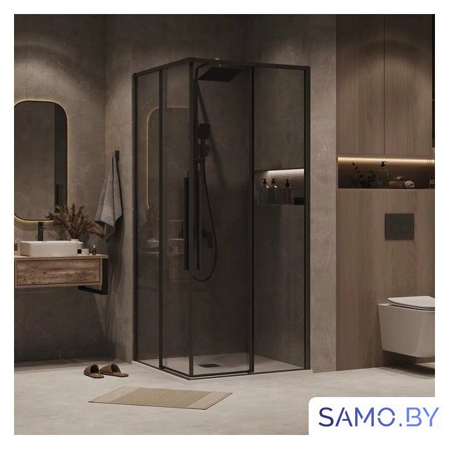 Душевой уголок Grossman Galaxy 70x70x195 300.K33.01.7070.21.10 (черный матовый/тонированное стекло) - Изображение №7 — Интернет-магазин samo.by