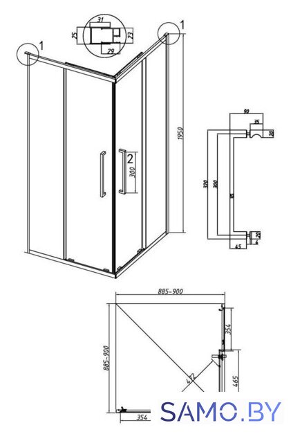 Душевой уголок Grossman Cosmo 90x90x195 300.K33.02.9090.21.02 (черный матовый/шиншилла стекло) - Изображение №11 — Интернет-магазин samo.by