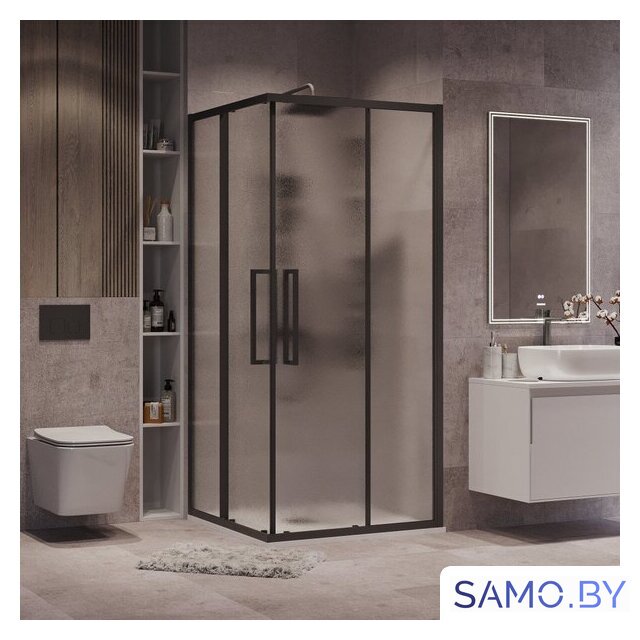 Душевой уголок Grossman Cosmo 90x90x195 300.K33.02.9090.21.02 (черный матовый/шиншилла стекло) - Изображение №7 — Интернет-магазин samo.by