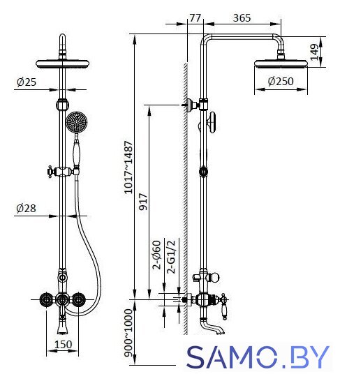 Душевая система  Altrobagno Opera 030206 Or - Изображение №9 — Интернет-магазин samo.by