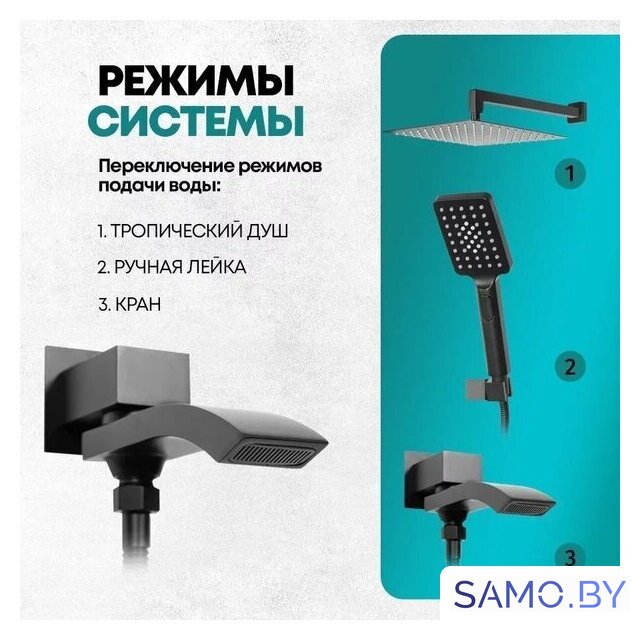 Душевая система  Grocenberg GB5007 (черный матовый) - Изображение №9 — Интернет-магазин samo.by