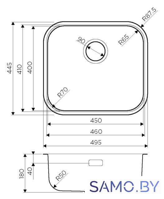 Кухонная мойка Omoikiri Omi 49-U/I-IN 4993066 (нержавеющая сталь) - Изображение №4 — Интернет-магазин samo.by