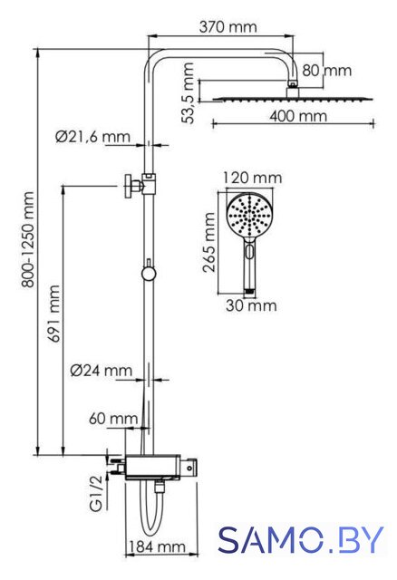 Душевая система  Wasserkraft A113.119.127.CH Thermo - Изображение №3 — Интернет-магазин samo.by