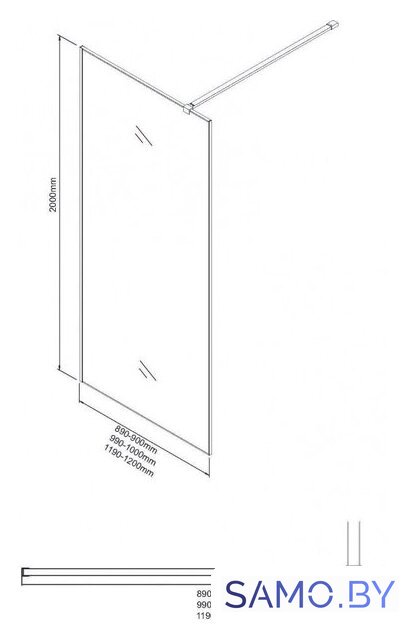 Душевая стенка Niagara Nova NG-781-12BLACK 120x200 (черный матовый/эффект битого стекла) - Изображение №10 — Интернет-магазин samo.by