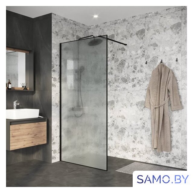 Душевая стенка Niagara Nova NG-781-12BLACK 120x200 (черный матовый/эффект битого стекла) - Изображение №6 — Интернет-магазин samo.by