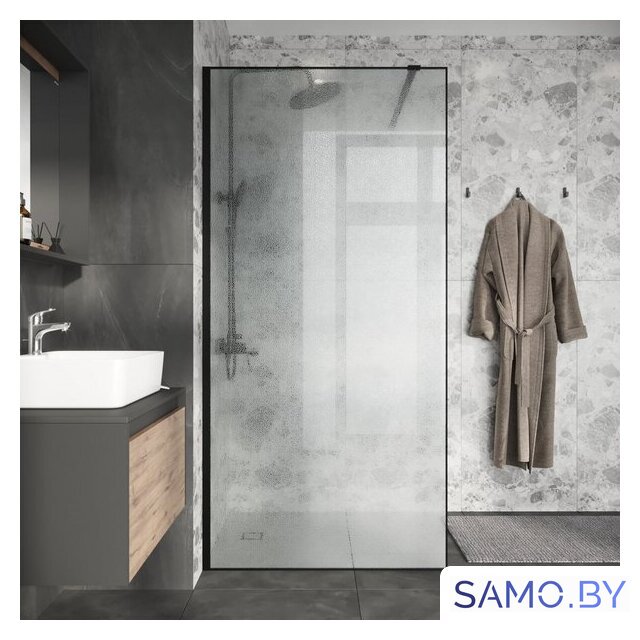 Душевая стенка Niagara Nova NG-781-12BLACK 120x200 (черный матовый/эффект битого стекла) - Изображение №7 — Интернет-магазин samo.by