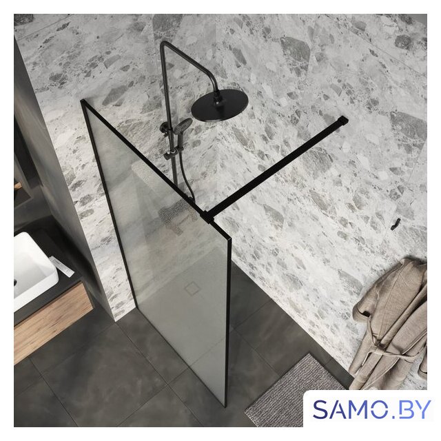 Душевая стенка Niagara Nova NG-781-12BLACK 120x200 (черный матовый/эффект битого стекла) - Изображение №9 — Интернет-магазин samo.by