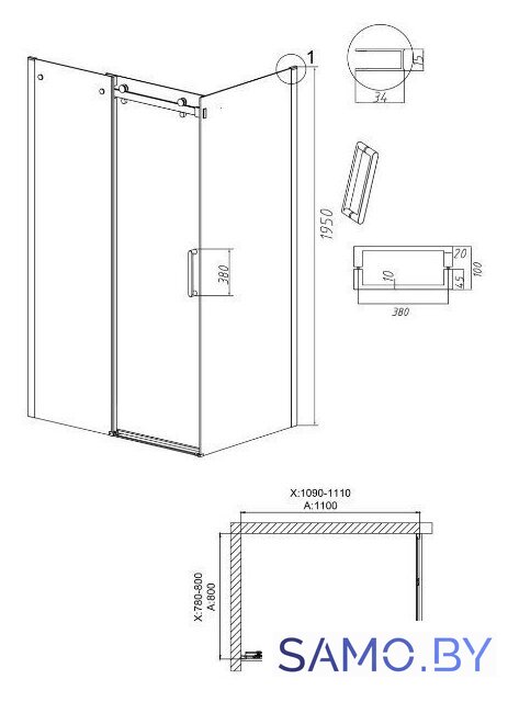 Душевой уголок Grossman Classic 110x80x195 120.K33.04.1180.21.10 (черный матовый/тонированное стекло) - Изображение №19 — Интернет-магазин samo.by