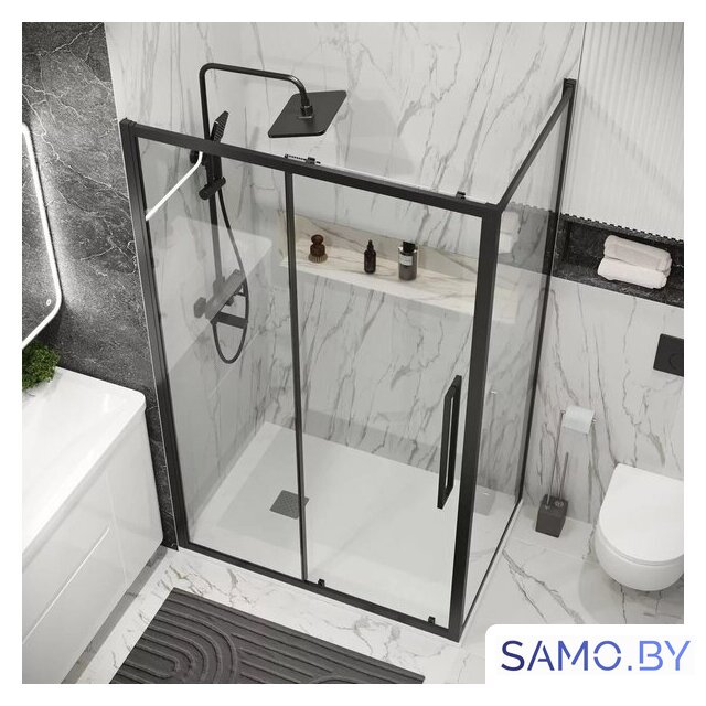 Душевая стенка Grossman Cosmo 90x195 200.K33.02.90.21.00 (черный матовый/стекло прозрачное) - Изображение №6 — Интернет-магазин samo.by