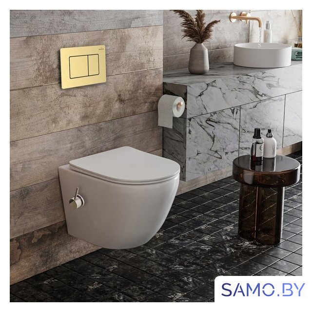 Унитаз подвесной Roxen Antares Bidet в комплекте с инсталляцией StounFix Dual Fresh 6 в 1 968457 (кнопка: брашированное золото) - Изображение №2 — Интернет-магазин samo.by