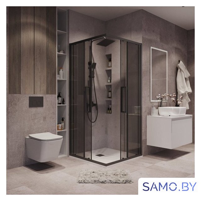 Душевой уголок Grossman Cosmo 90x90x195 300.K33.02.9090.21.10 (черный матовый/тонированное стекло) - Изображение №9 — Интернет-магазин samo.by