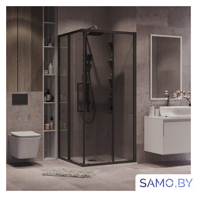 Душевой уголок Grossman Cosmo 90x90x195 300.K33.02.9090.21.10 (черный матовый/тонированное стекло) - Изображение №7 — Интернет-магазин samo.by