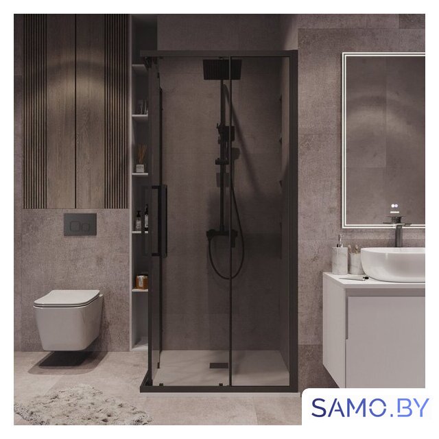 Душевой уголок Grossman Cosmo 90x90x195 300.K33.02.9090.21.10 (черный матовый/тонированное стекло) - Изображение №8 — Интернет-магазин samo.by