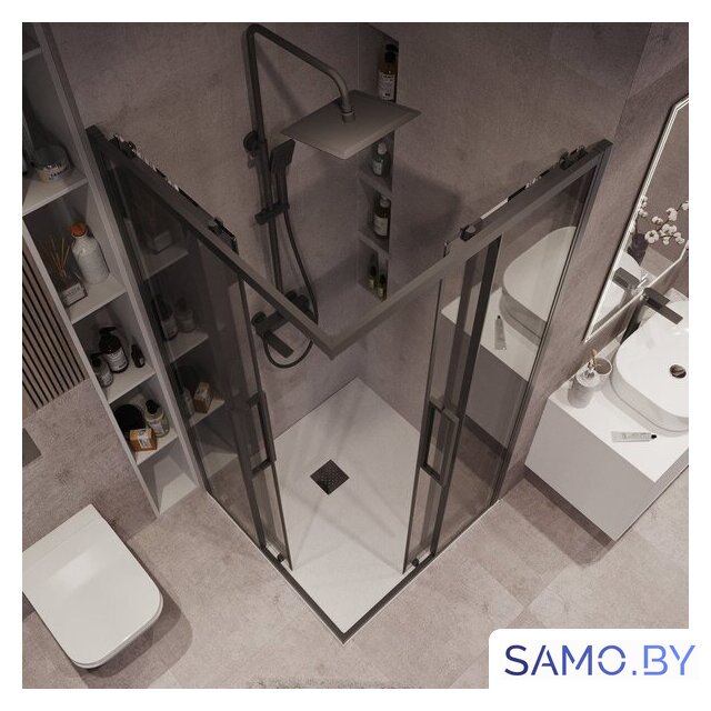 Душевой уголок Grossman Cosmo 90x90x195 300.K33.02.9090.21.10 (черный матовый/тонированное стекло) - Изображение №10 — Интернет-магазин samo.by