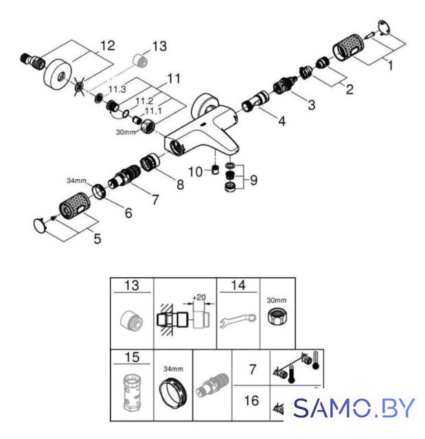 Смеситель Grohe Grohtherm 1000 Performance 34779000 - Изображение №3 — Интернет-магазин samo.by