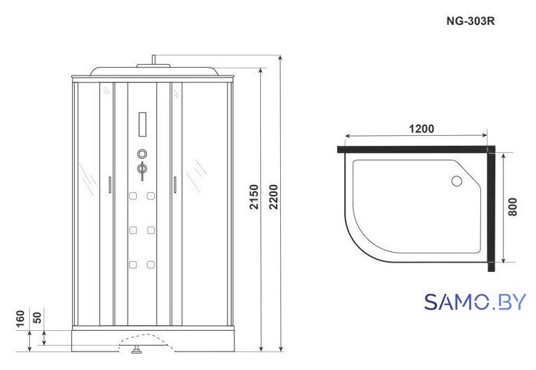 Душевая кабина Niagara NG-303-01R 120x80x220 - Изображение №11 — Интернет-магазин samo.by