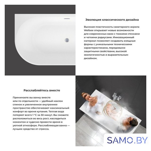 Ванна Wellsee Excellence Pro 170x75 28760702R (пристенная ванна (левая) белый глянец, экран, ножки, сифон-автомат глянцевый белый) - Изображение №5 — Интернет-магазин samo.by