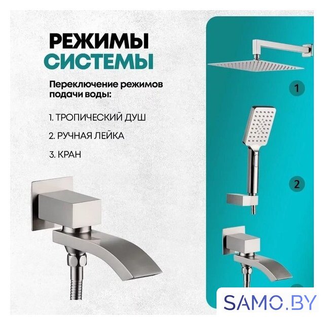 Душевая система  Grocenberg GB5007 (никель) - Изображение №8 — Интернет-магазин samo.by