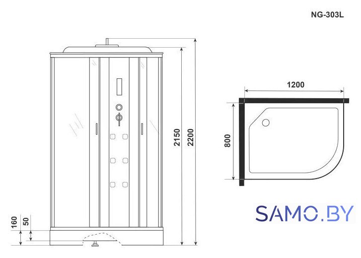 Душевая кабина Niagara NG-303-01L 120x80x220 - Изображение №11 — Интернет-магазин samo.by