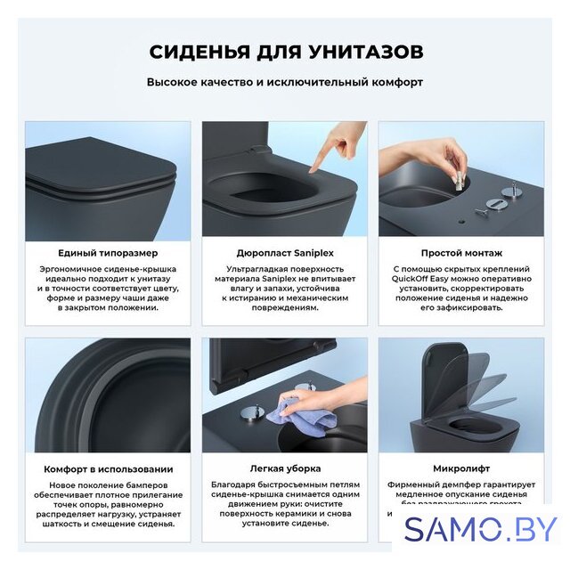 Унитаз подвесной Wellsee Pure BY Wellsee RimFree 182604001 (чаша, пневмокрышка, матовый черный) - Изображение №5 — Интернет-магазин samo.by